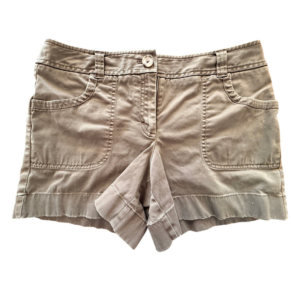 Ann Taylor Women Size 4 Olive Green Cargo Shorts Cuffed Casual Utility 4-Pocket